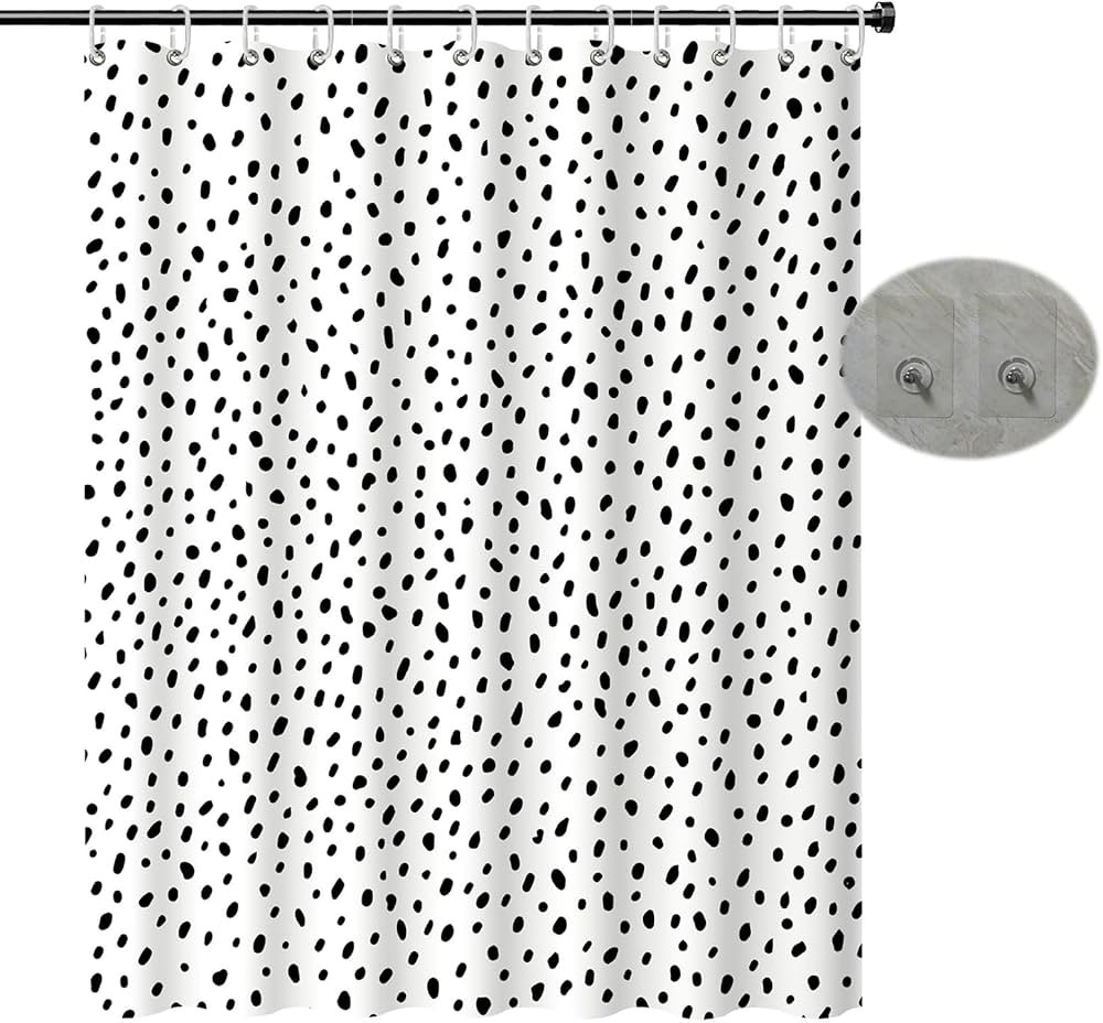 Black Polka dot Shower Curtain Fabric for Bathroom, Small Cute Trendy Design Black Polka dots on ... | Amazon (US)