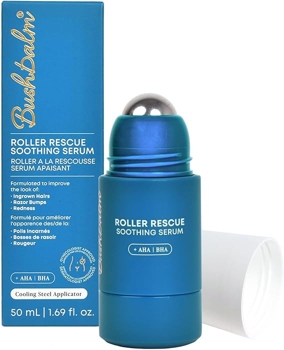 Bushbalm Roller Rescue Ingrown Hair Serum, Includes AHA and BHA - Exfoliating, Soothing, Cooling ... | Amazon (US)
