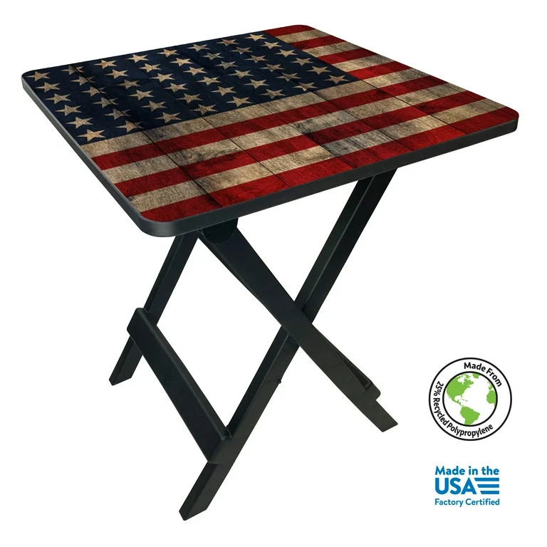 Ozark Trail 19-inch Plastic Folding Outdoor Camp Side Table, Flag Print | Walmart (US)