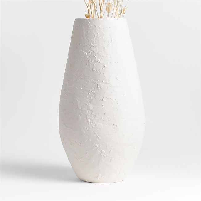 White Textured Ceramic Vase 17" + Reviews | Crate & Barrel | Crate & Barrel