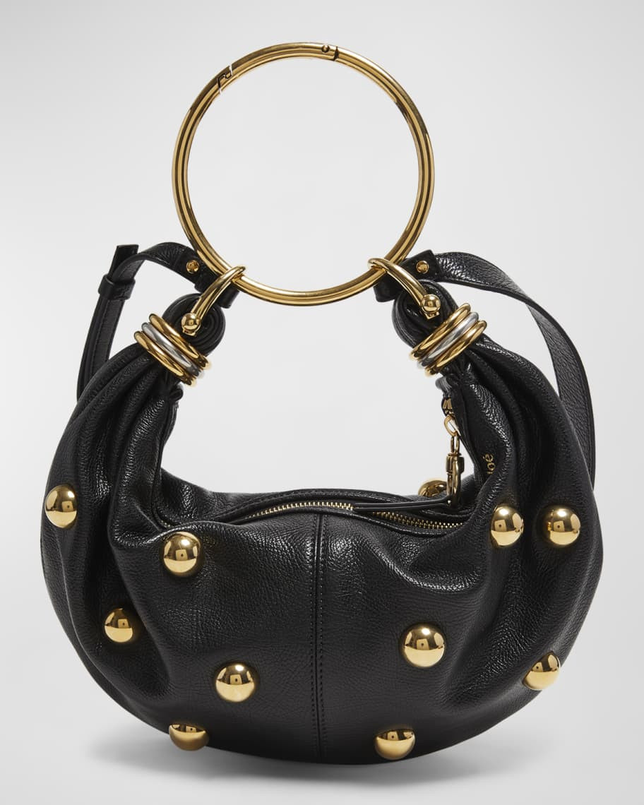 Chloe Bracelet Mini Studded Shoulder Bag in Grained Calfskin | Neiman Marcus