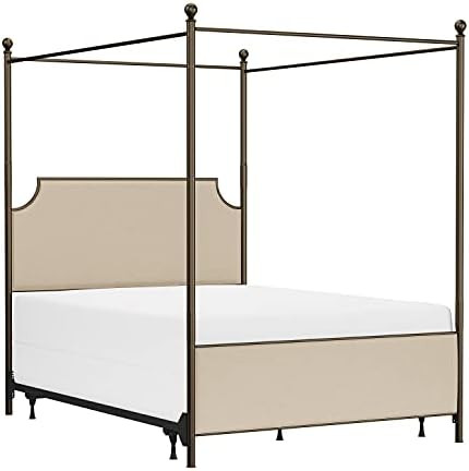 Hillsdale McArthur Queen Upholstered Bed, Canopy, Bronze/Linen | Amazon (US)
