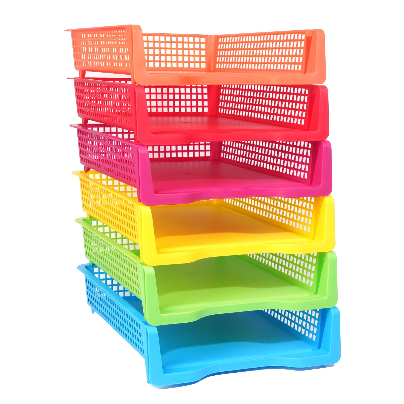 ZZYFGH 6 Pack Turn in Trays for Teachers, Plastic Classroom Paper Organizers, Colorful Storage Ba... | Amazon (US)