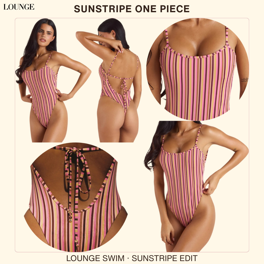@Lounge Luxury Swim | Sunstripe One Piece in Retro Stripe

A retro striped one-piece that makes swimwear feel playful, polished, and instantly vacation-ready 🌞

This One Piece is the kind of swim find that feels fun without losing that elevated resort feel — bright, flattering, and made for the girl who wants her swimwear to look styled before she even adds a coverup.

The pink, yellow, and brown stripe colorway is what makes this one stand out. It gives that sun-kissed retro vacation energy with a warm, feminine color story that feels perfect for beach clubs, pool days, tropical trips, summer getaways, and resort afternoons.

What I love about this swimsuit is that it feels simple, but still has personality!!

The scoop neckline, sleek one-piece shape, and open lace-up back make it feel flattering, playful, and more intentional than a basic striped swimsuit. 

It has that “vintage-inspired but still modern” look that makes the whole beach outfit feel more curated.

The one-piece style gives that confident, secure feel while still looking chic and vacation-ready, which makes it so easy to pack when you want swimwear that can do more than just sit by the pool.

Style it with white linen pants, Lounge's matching sarong, raffia bags, oversized sunglasses, gold jewelry, flat sandals, or a breezy button-down for that polished retro resort look.

This is the kind of swimsuit you pack when you want something a little fun, a little feminine, and still completely wearable. 

It feels sunny, flattering, and memorable without trying too hard — the piece that makes your whole vacation wardrobe feel more playful the second you put it on.

I did the digging for you — if you want a Lounge one-piece that feels colorful, flattering, elevated, and worth packing first, this Sunstripe swimsuit is one I’d check before sizes start moving. 

It has that “this is the fun swimsuit I’m so glad I brought” energy for every beach day, pool day, and sunny getaway.

📌 SAVE this for vacation swimwear, resort outfits, and retro one-piece swimsuit ideas.

↓ Everything is linked!

#LTKSaleAlert #LTKSwim #LTKTravel