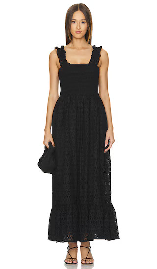 Bobi Eyelet Dress in Black. - size L | Revolve Clothing (Global)