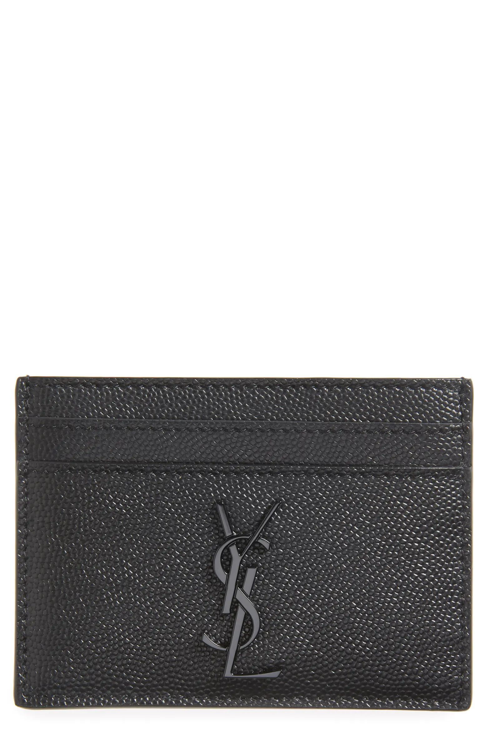 YSL Monogram Textured Leather Card Case | Nordstrom