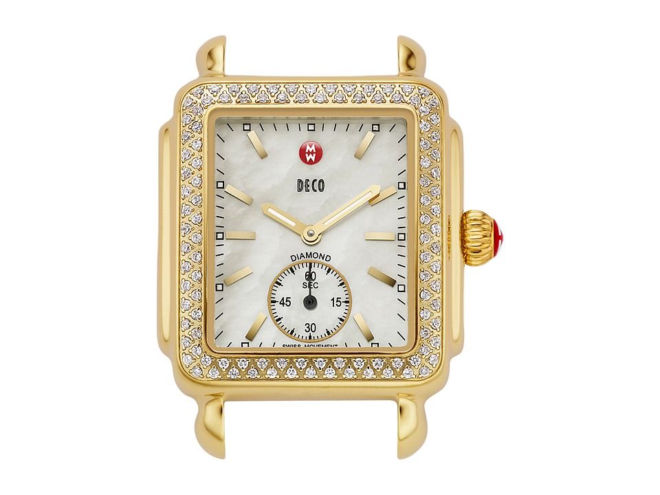 Michele - Deco 16 Diamond Gold Watch Head (Gold) Watches | Zappos