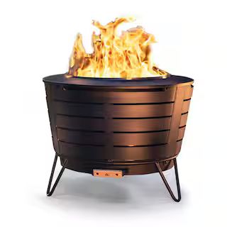 TIKI 25 in. Black Metal Patio Fire Pit 111900168 | The Home Depot