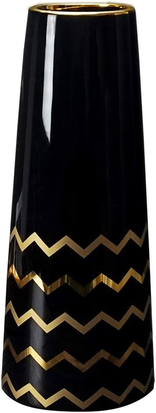 9.5'' Black Gold Finish Ceramic Flower Vase Home Decor Vase and Table Centerpieces Vase - Ideal G... | Amazon (US)
