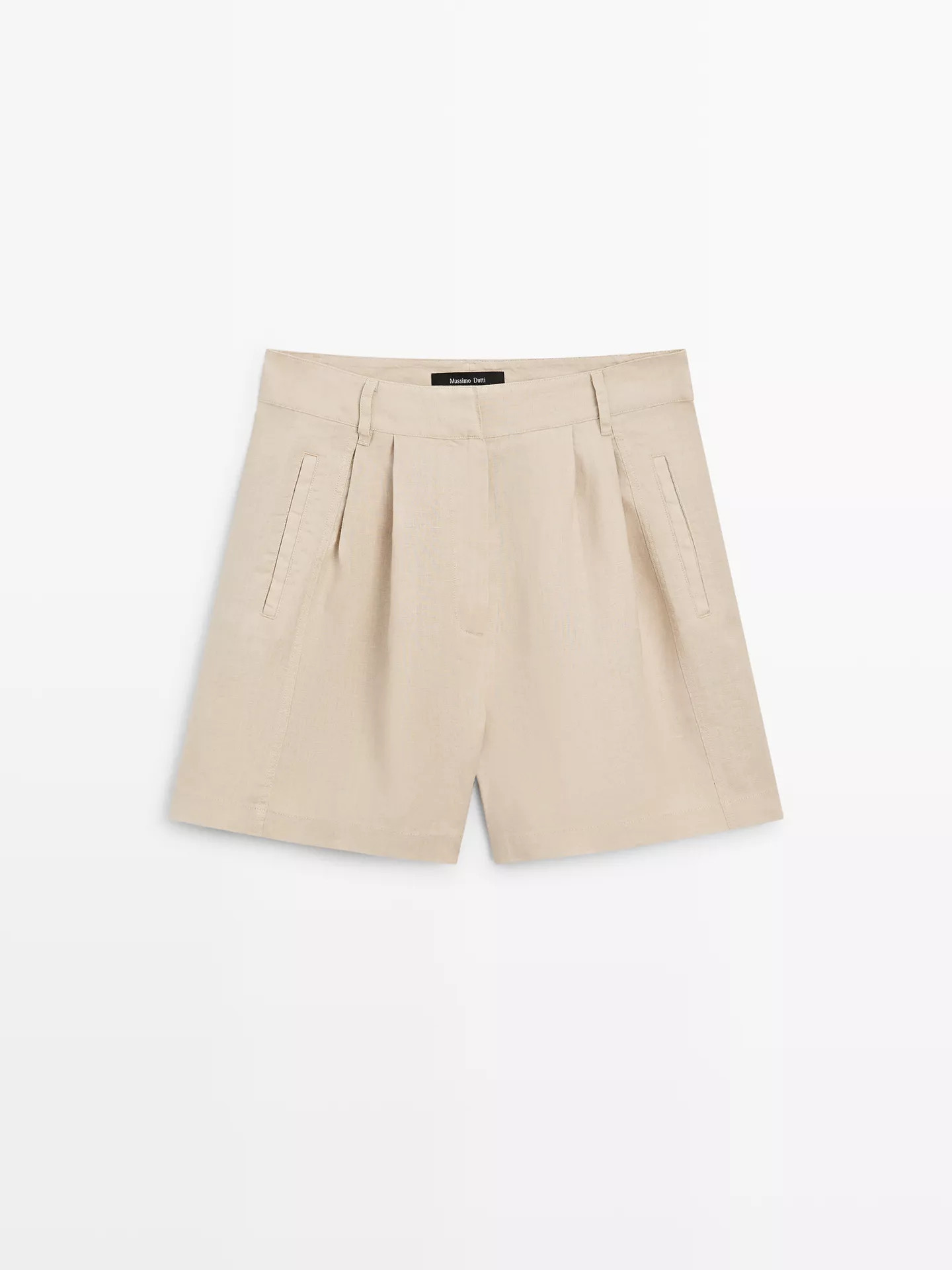 100% linen long Bermuda shorts with darts | Massimo Dutti US