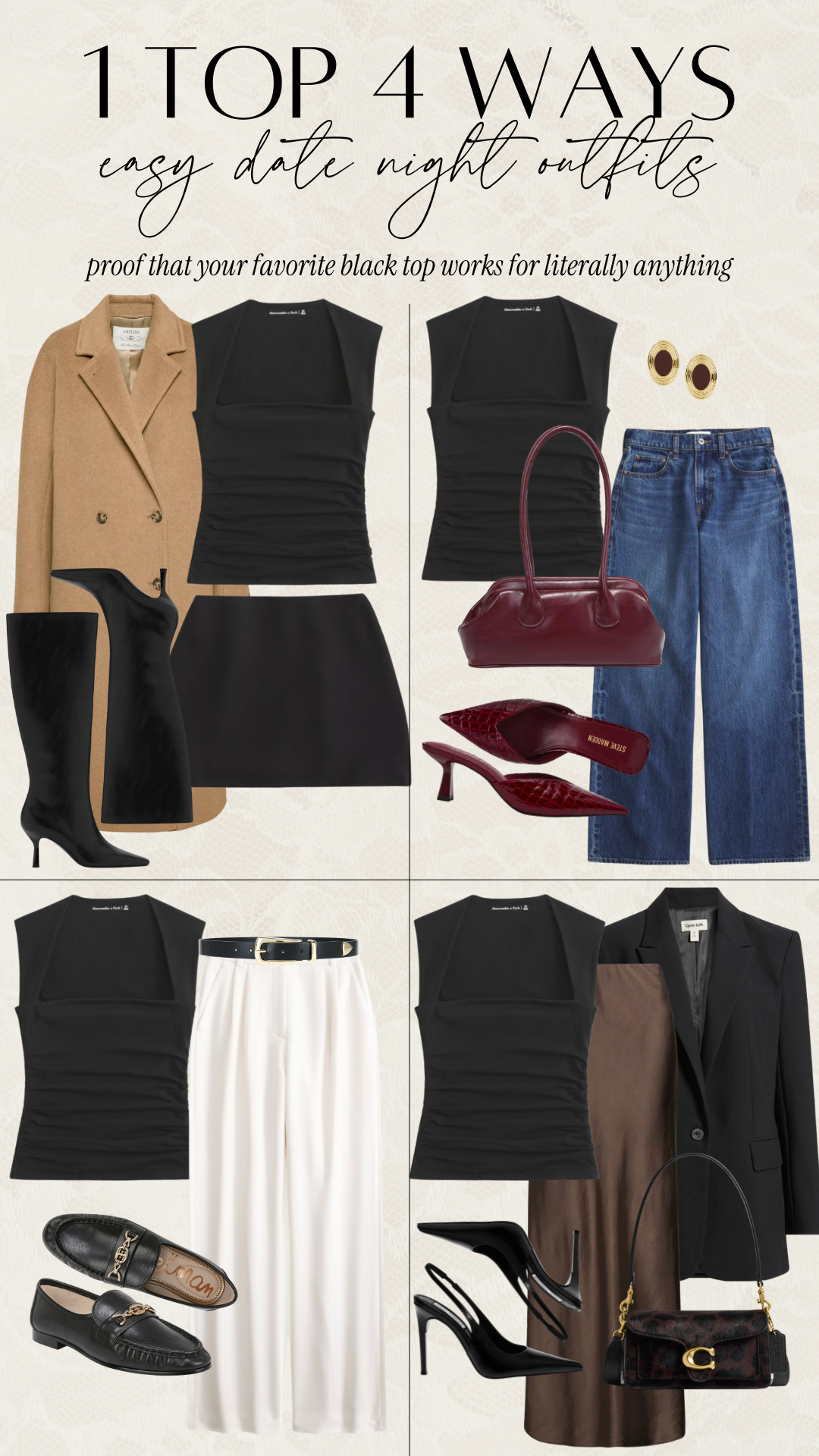 1 top, 4 ways! Easy date night outfits that are part of a capsule wardrobe you can style so may different ways!  

 #LTKValentine #LTKootd