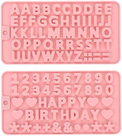 2 pcs Number Chocolate Molds and Letter Silicone Molds,Reusable Alphabet Candy Molds with Happy B... | Amazon (US)