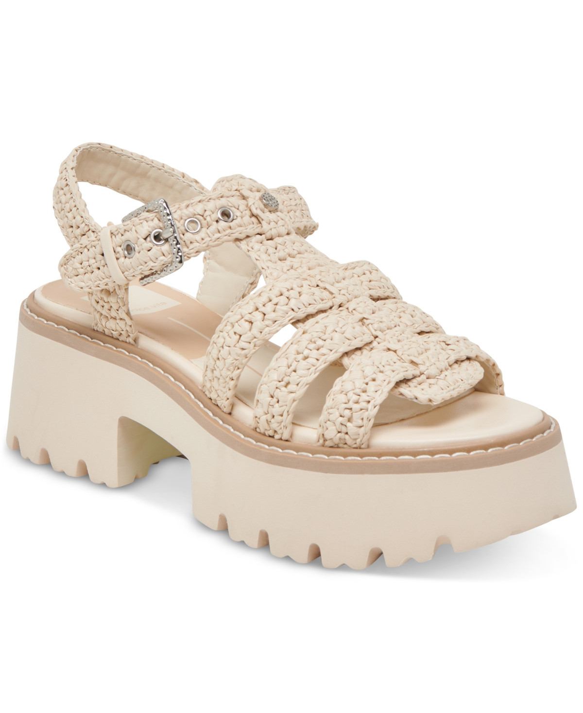 Dolce Vita Women's Latice Peep-Toe Fisherman Sandals - Oatmeal Knit Raffia | Macy's