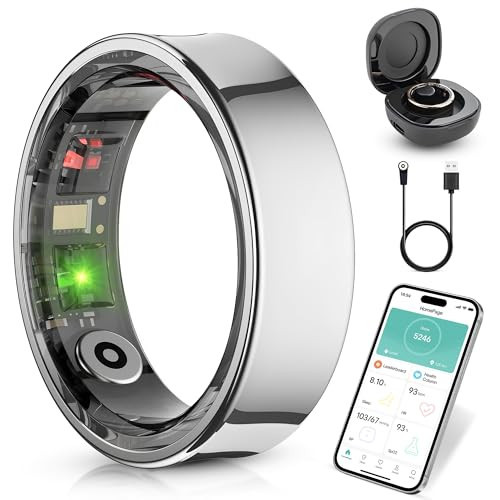 NOLVEX Health Tracker Rings, Smart Rings for Women Men with Heart Rate, Sleep Tracking Wearable, Steps,Calories, No Subscription Fee, IP68 Waterproof Smart Ring for iOS & Android Silver - Size 8 | Amazon (US)