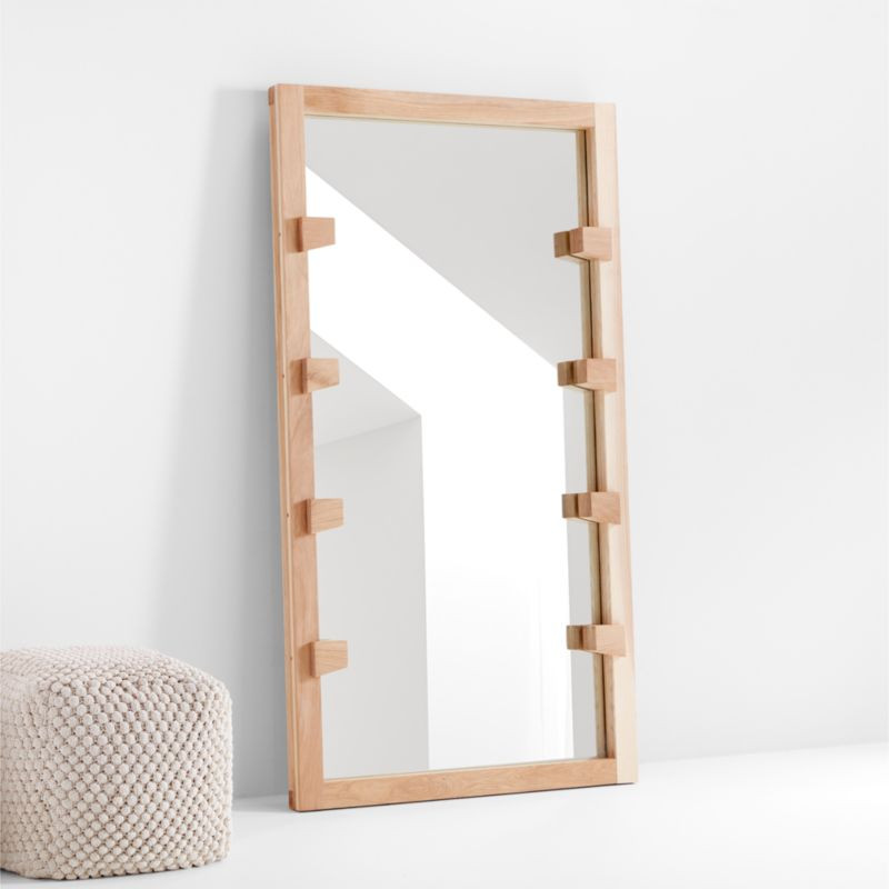 Stilt Whitewashed Oak Wood Floor Mirror | Crate & Barrel | Crate & Barrel