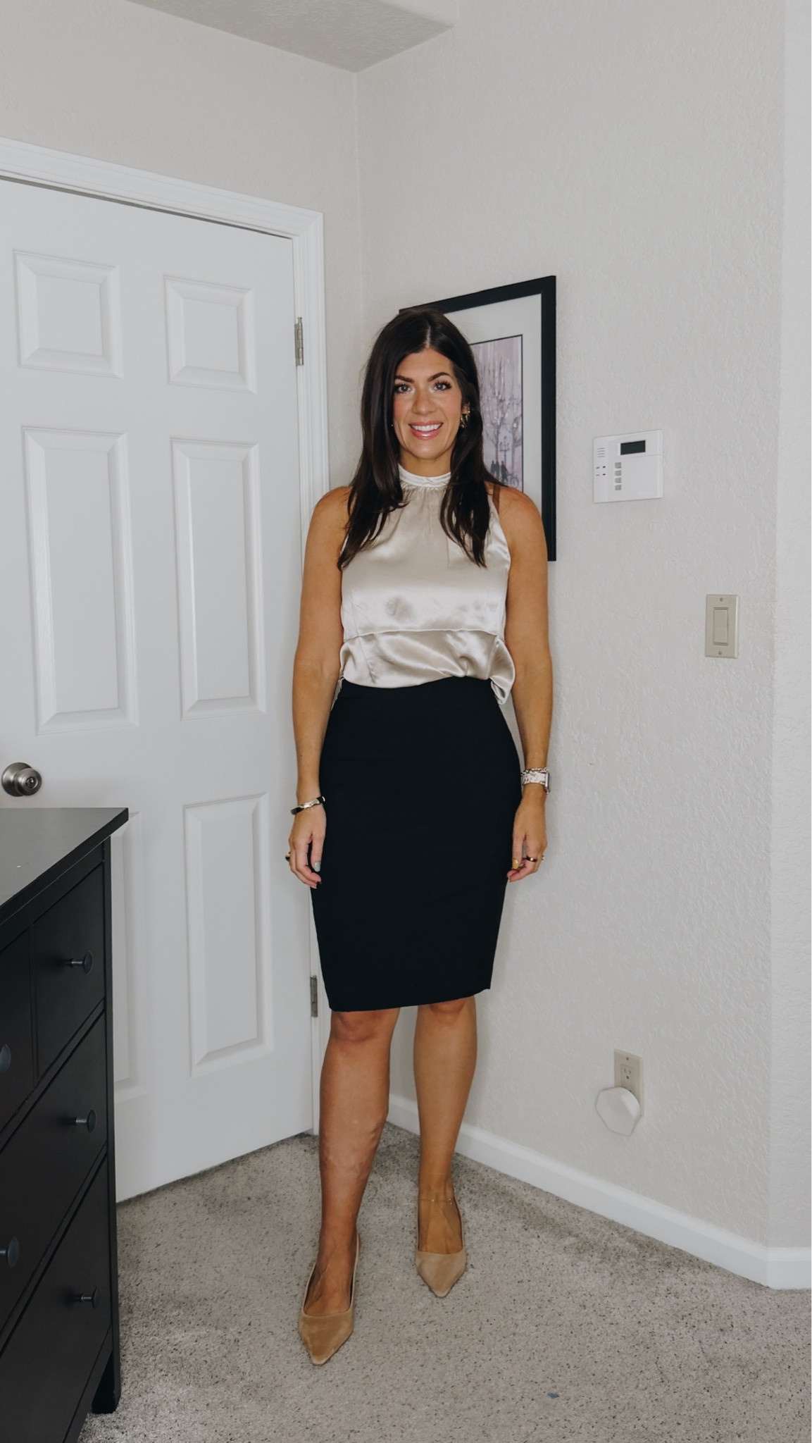 Wearing a size 8 in the skirt and a medium in silk top 
-
Summer to fall workwear, fall workwear, office outfit, midsize workwear, business casual outfit, fall office style, work outfit ideas, transitional workwear

#LTKOver40 #LTKMidsize #LTKWorkwear