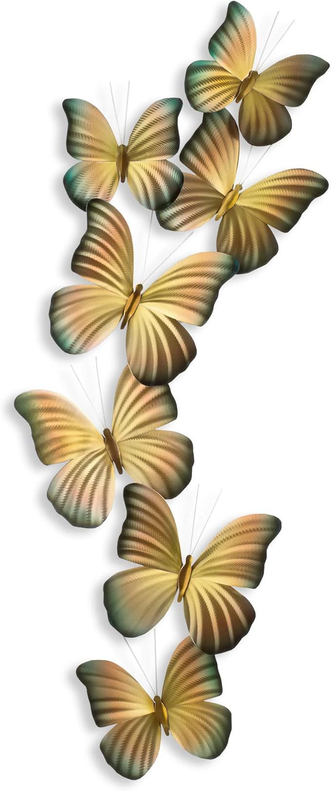 Butterflies Gold and Teal Contemporary Metal Wall Decor | Amazon (US)