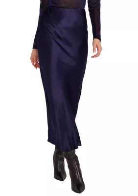 MINKPINK Women's Lumina Bias Slip Skirt, Navy Blue, Small | Belk