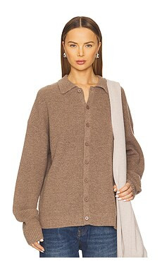 Aya Muse Relaxed Knit Button Up Sweater in Dark Tan from Revolve.com | Revolve Clothing (Global)
