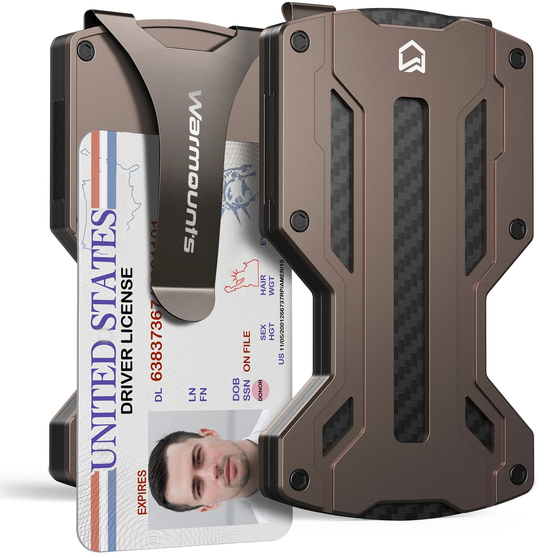 Warmounts Men's Metal Wallet, Slim Carbon Fiber Wallet with Money Clip & Credit Card Holder, RFID... | Walmart (US)