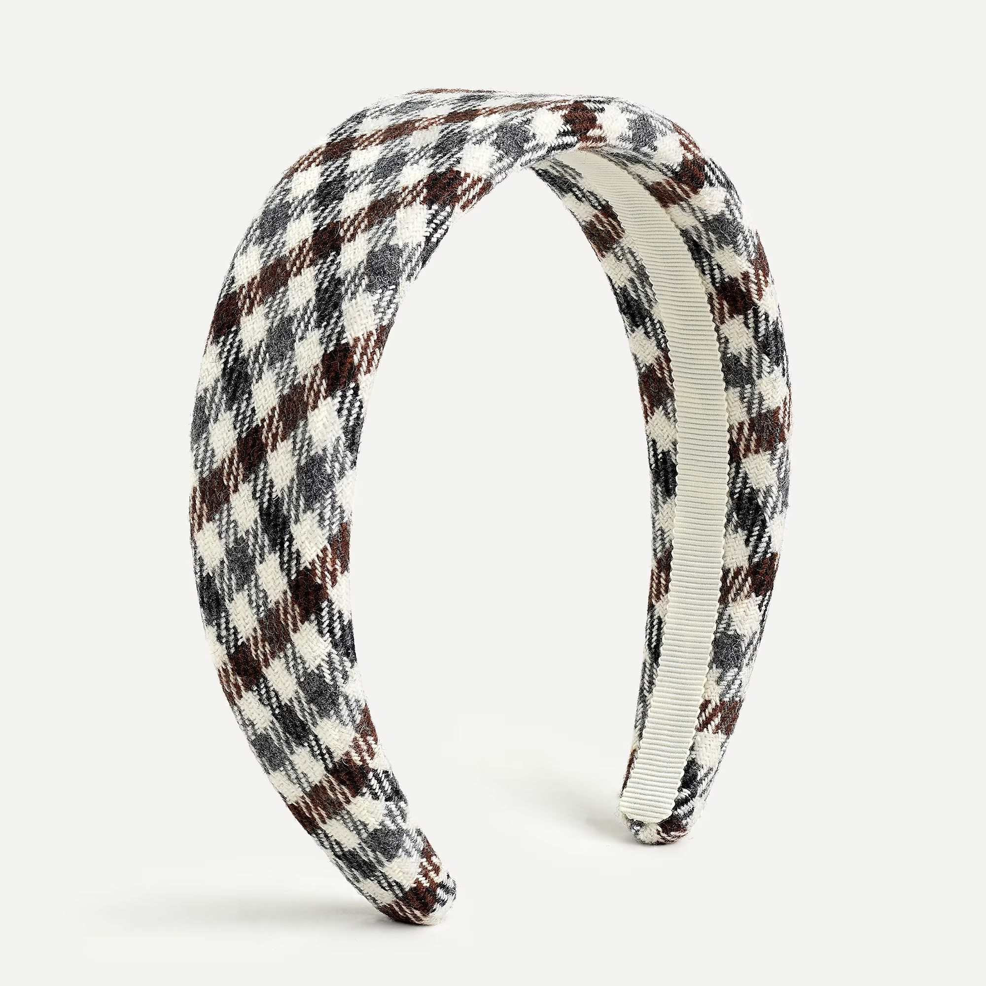 Wide wool headband in check plaid | J.Crew US