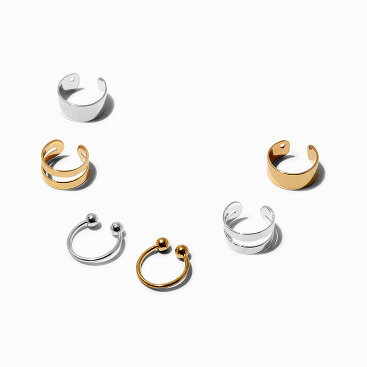 Mixed Metal Basic Ear Cuff Earring Stackables - 6 Pack | Claire's (UK)