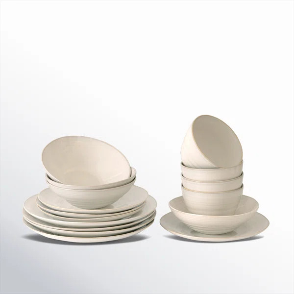 Neree 16pcs Double Bowl Dinnerware Set - Modern Country Style Reactive Glaze ( Dinner Plate + Sal... | Wayfair North America