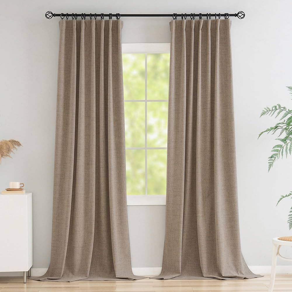 Novecozy 100% Blackout Curtains 96 Inches Length Long, Linen Thermal Insulated Curtains & Drapes ... | Amazon (US)