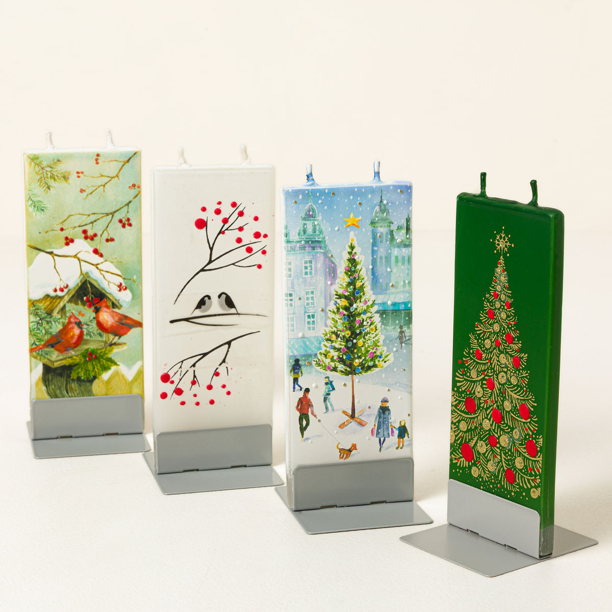 Hand-Painted Holiday Flat Candle | UncommonGoods