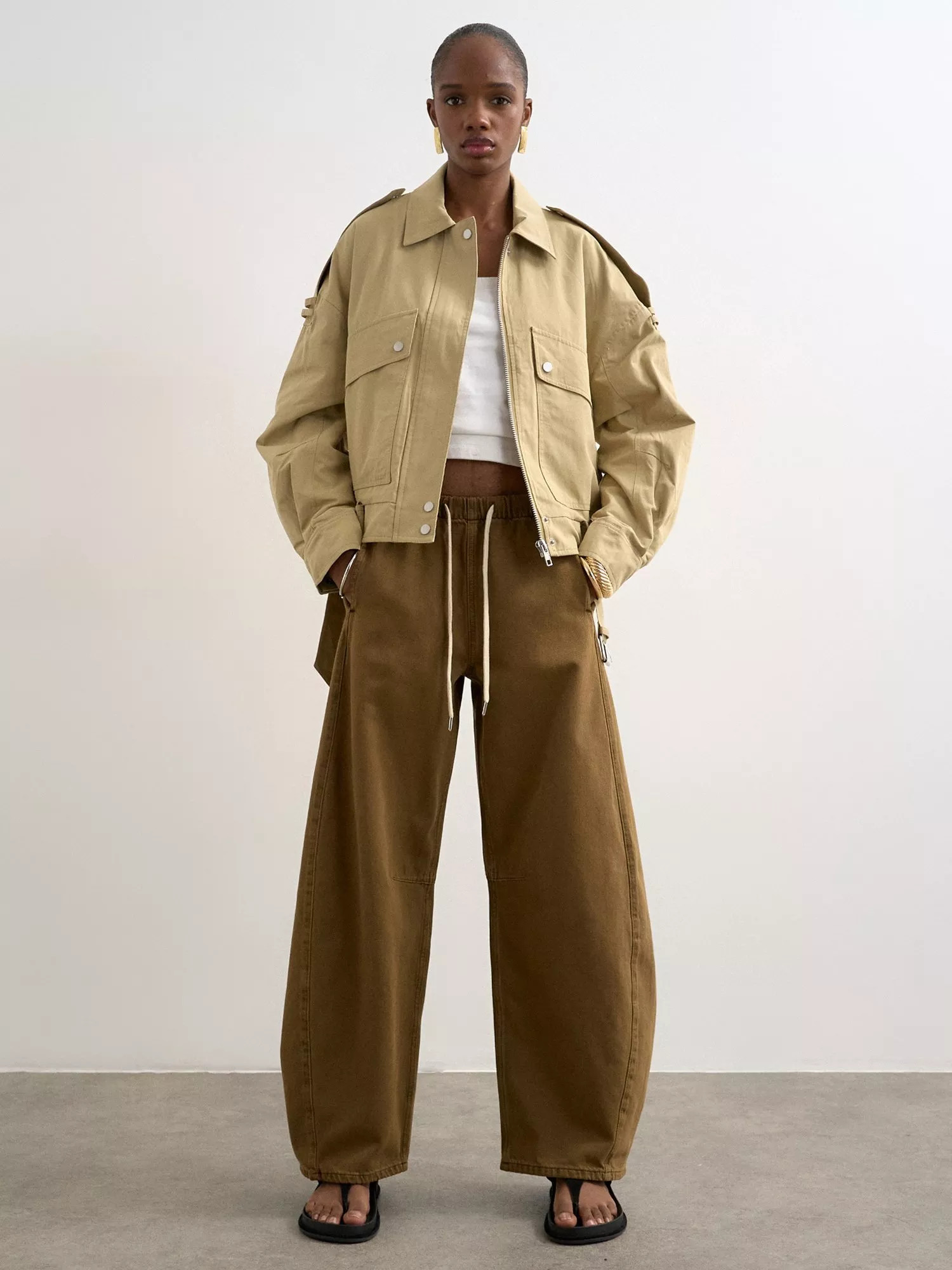 Pull On Barrel Leg Jeans, Brown | John Lewis (UK)