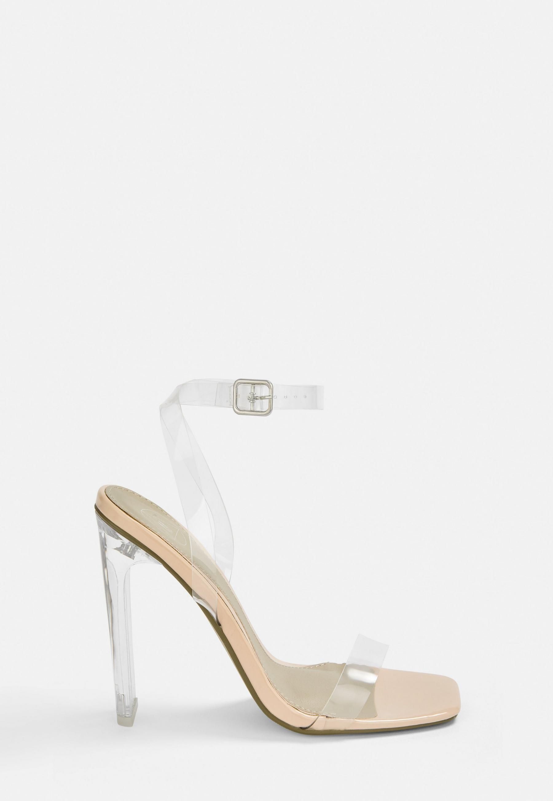 Nude Square Toe Clear Heels | Missguided (US & CA)