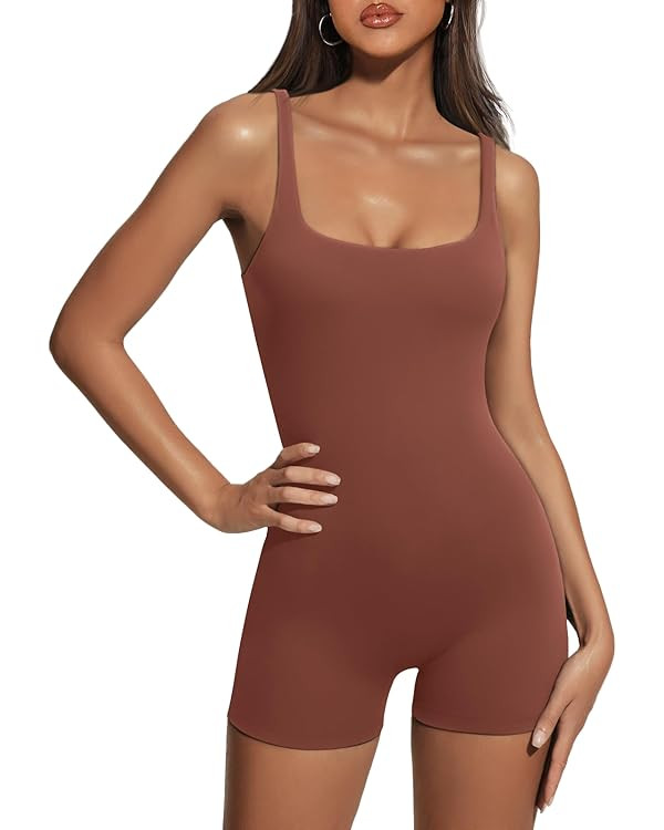 AUTOMET Womens Jumpsuits Shorts Rompers Workout One Piece Bodysuits Jumpers Yoga Summer Fashion V... | Amazon (US)