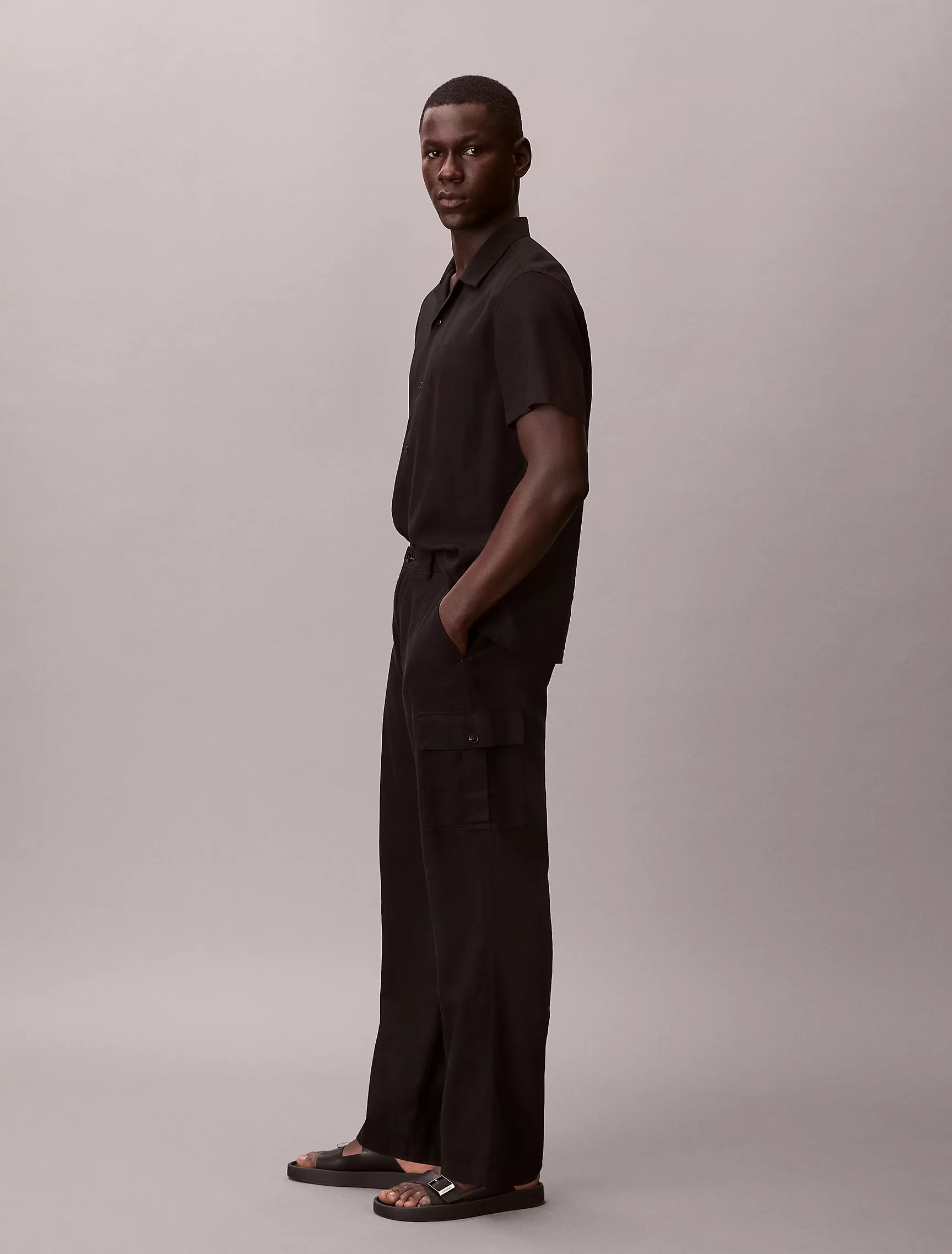 Linen Cotton Relaxed Straight Cargo Pants | Calvin Klein | Calvin Klein (US)