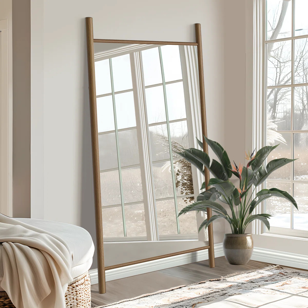 Merienne Wood Dowel Floor Mirror Wall Mirror | Wayfair North America