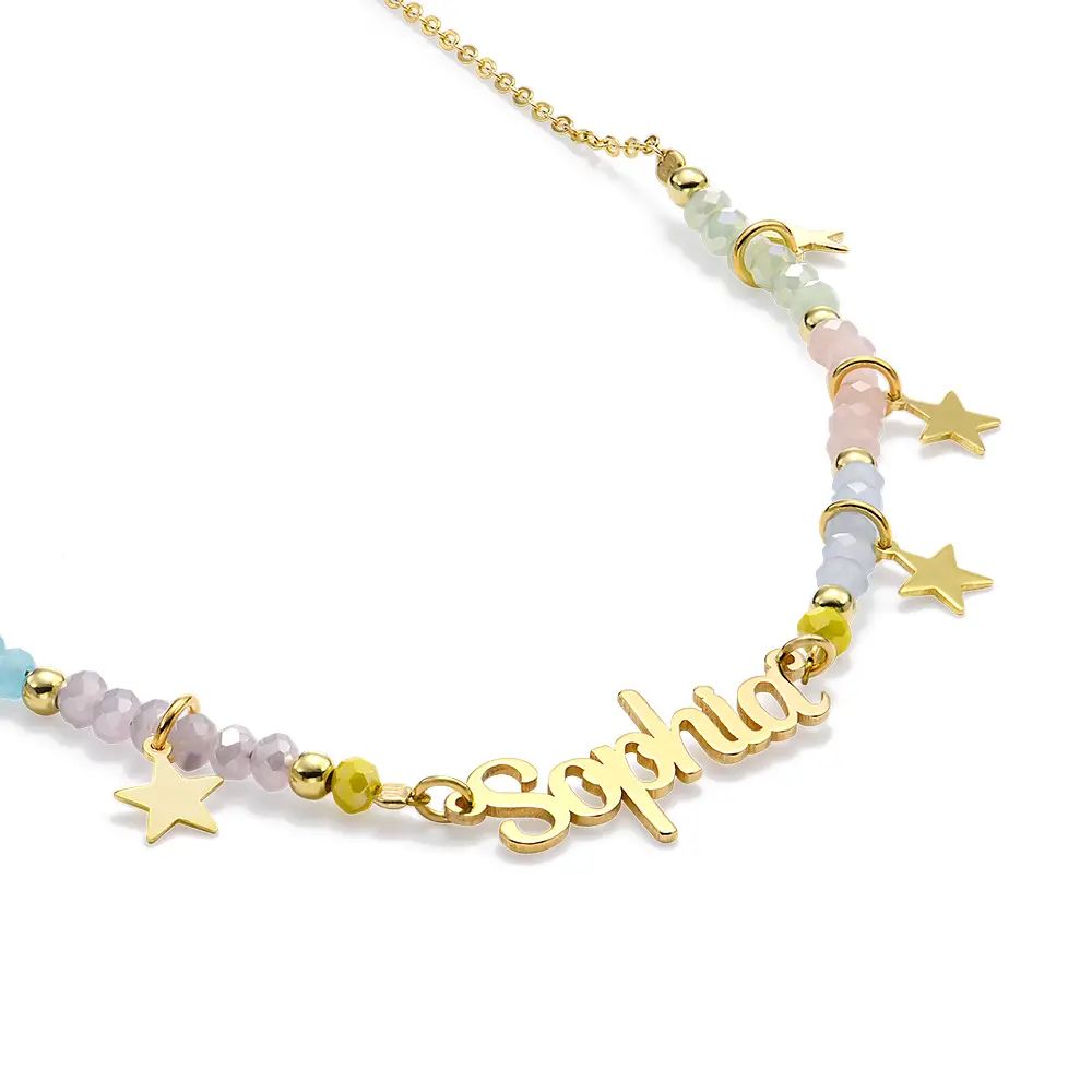 Superstar Girls Name Necklace in 18K Gold Plated Brass | MYKA