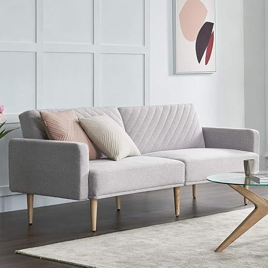 Mopio Chloe Futon Sofa Bed, Convertible Sleeper Sofa with Tapered Wood Legs, 77.5" W, Small Split... | Amazon (US)