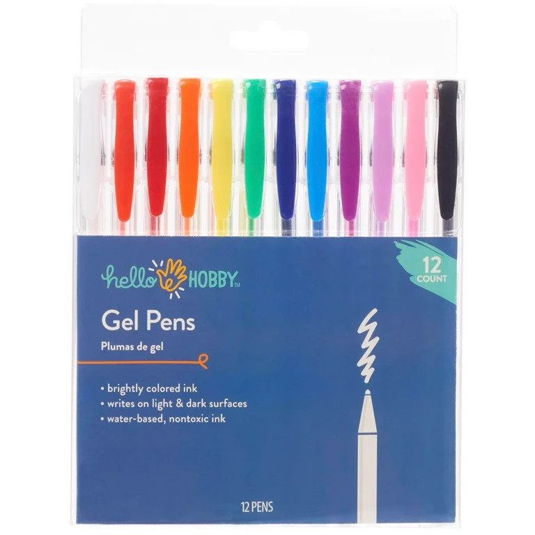 Hello Hobby Gel Pens Set, Multicolor, 12 Piece | Walmart (US)