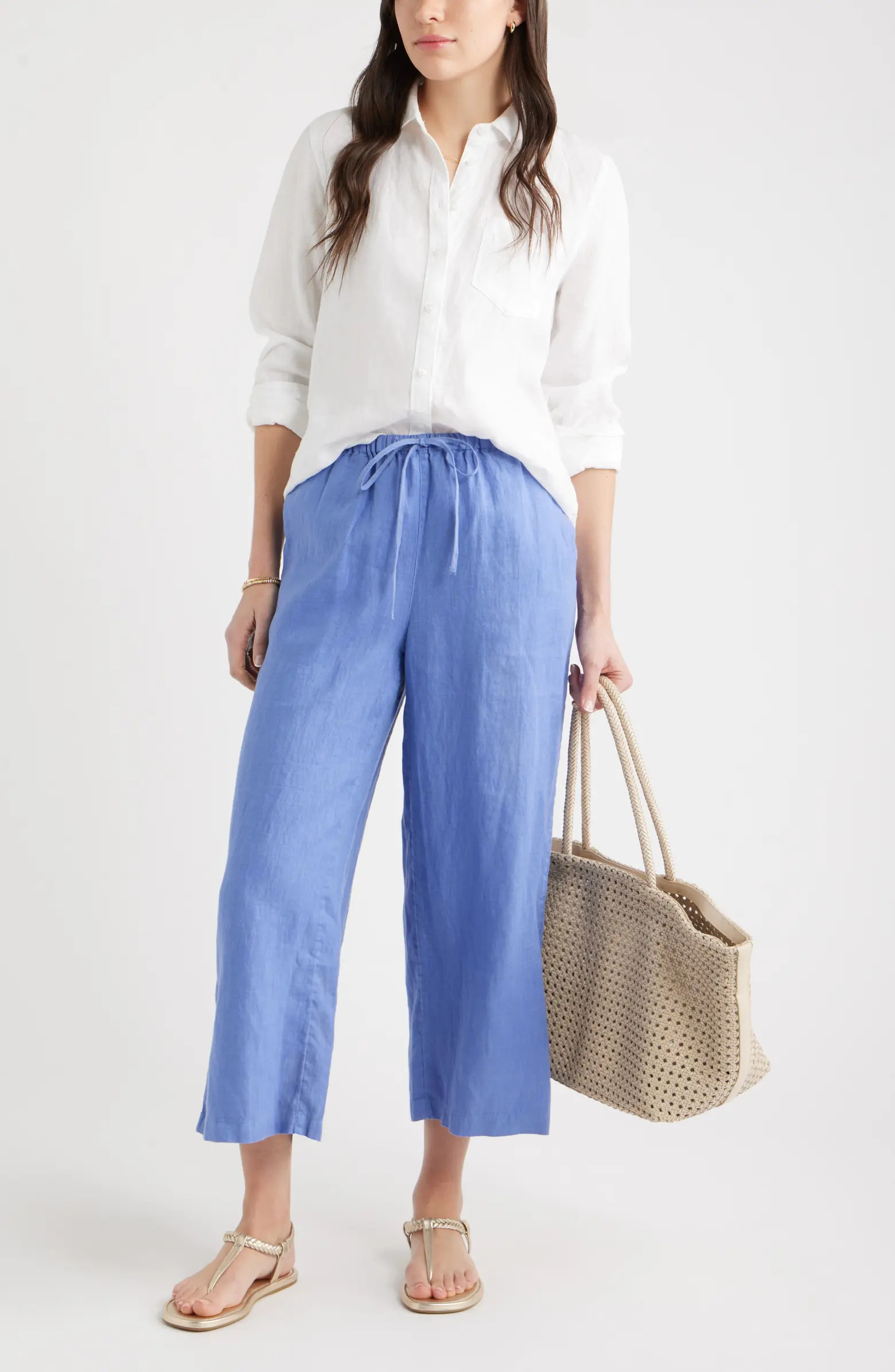 Wide Leg Crop Linen Pants | Nordstrom