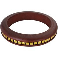 Vintage Wooden Boho Chic Bangle Bracelet With Faux Gold Tone Chain Inlay | Etsy (US)