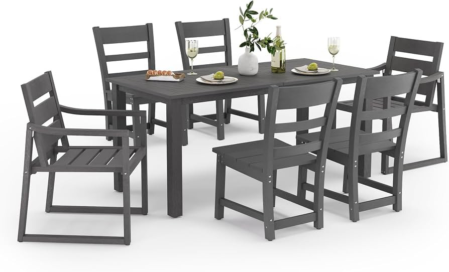 Cozyman Outdoor Dining Set for 6, 7-Piece, HDPS Outdoor Patio Dining Table and Chairs, All Weathe... | Amazon (US)