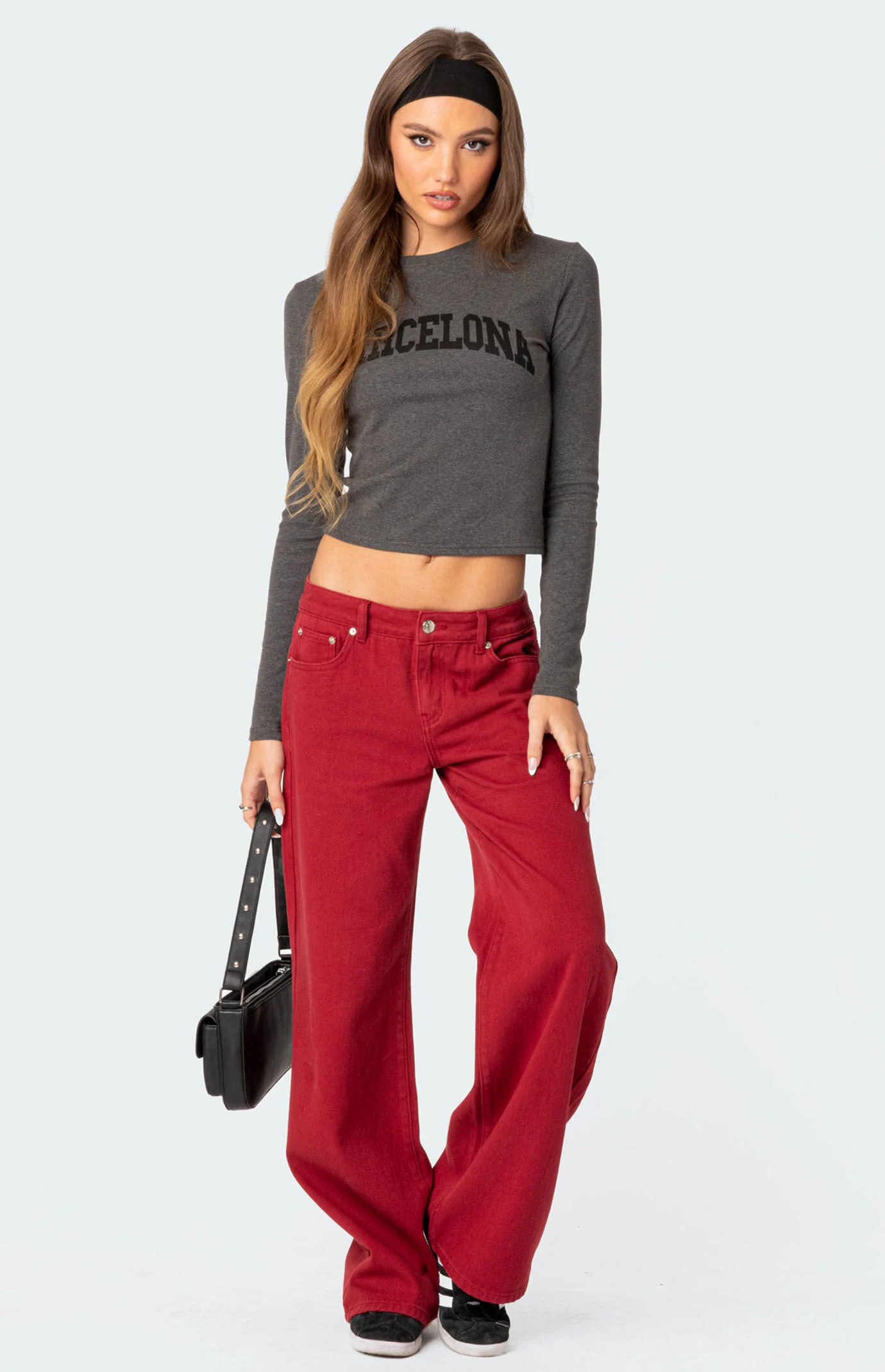 Edikted Women's Roman Low Rise Slouchy Jeans in Burgundy - Size XS | PacSun