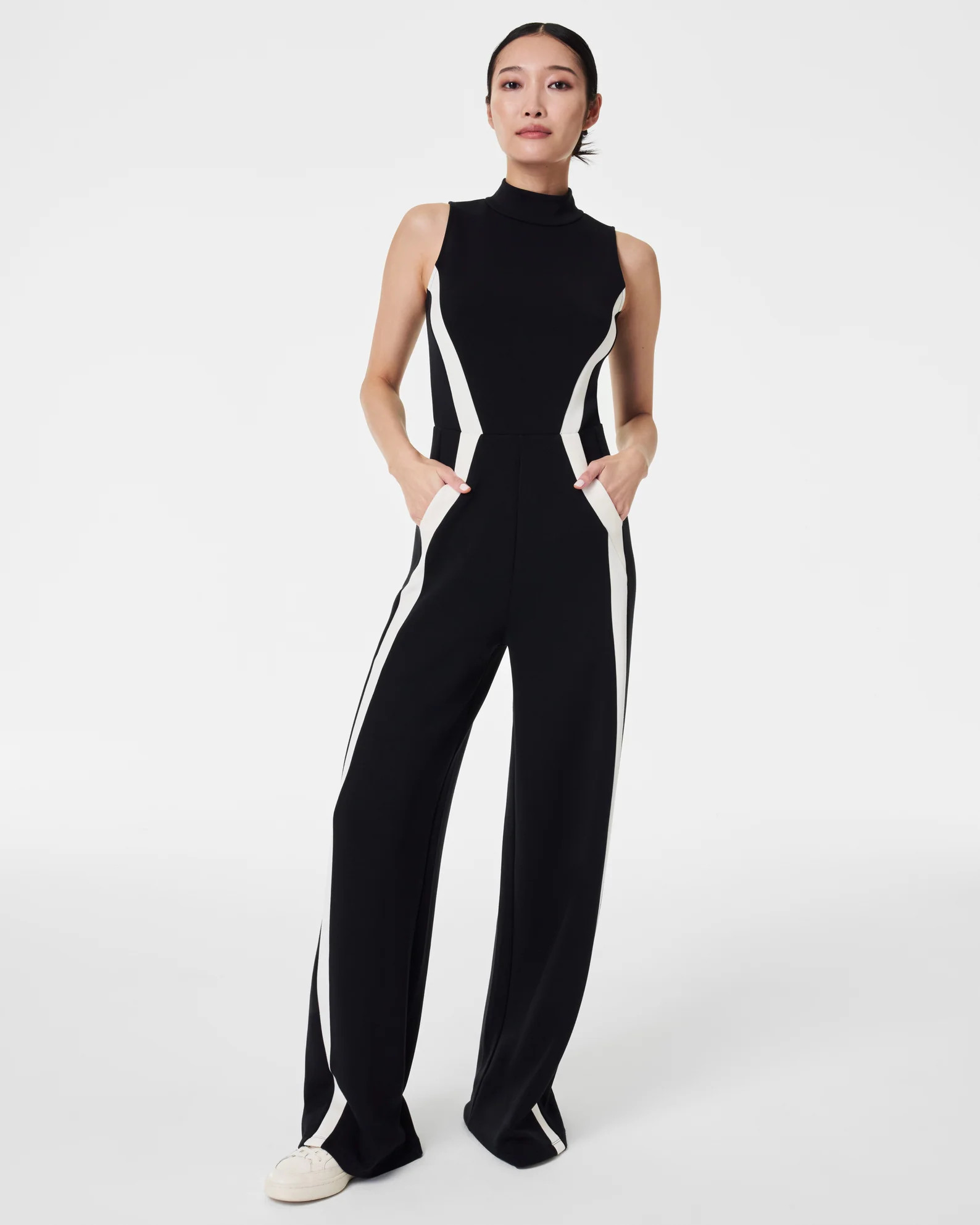 AirEssentials Mock Neck Striped Track Jumpsuit | Spanx
