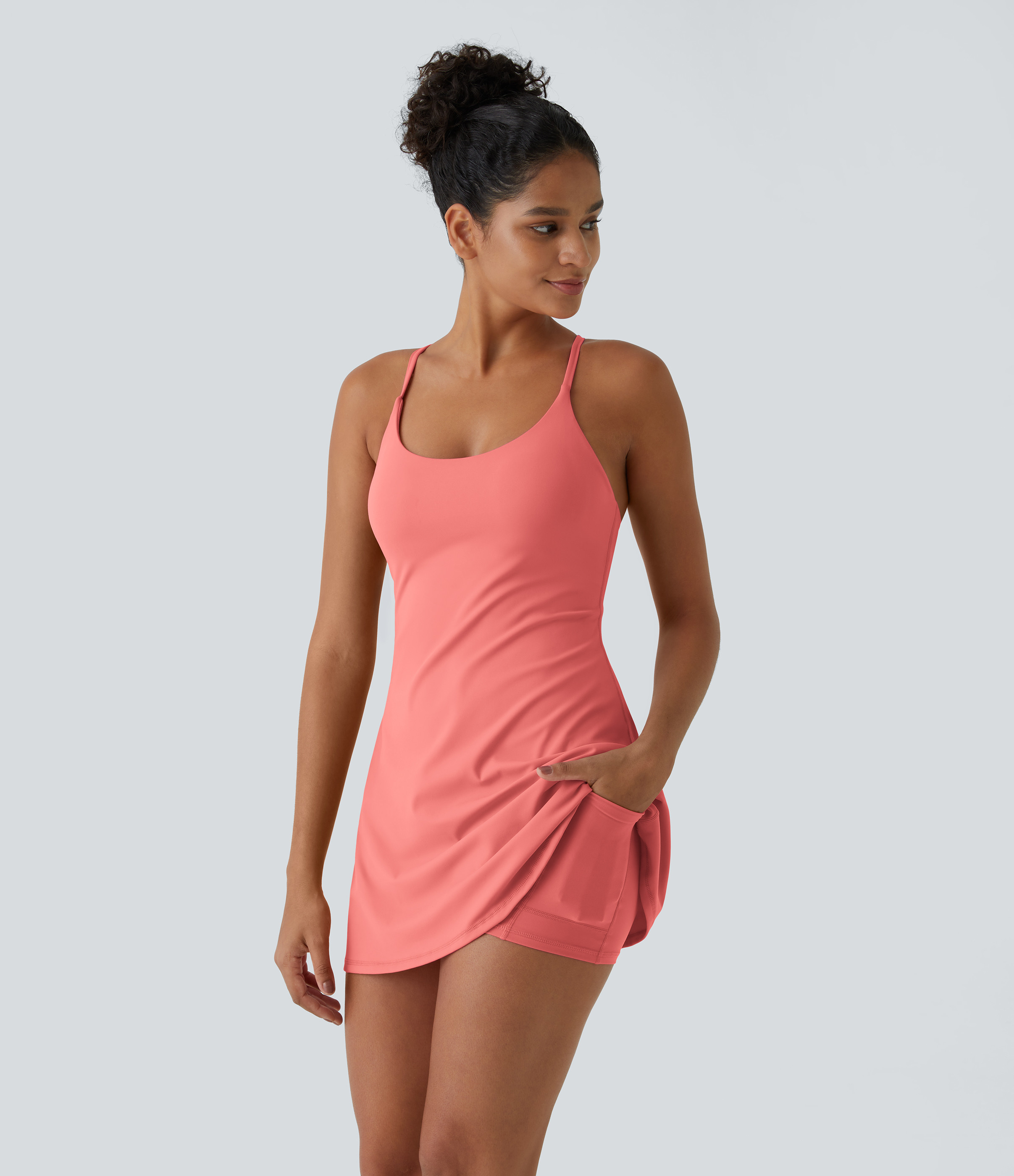 Halara Softlyzero™ Plush Backless Active Dress-Easy Peezy Edition Workout Dress - Shell Pink - M | HALARA