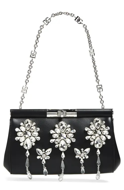 Dolce&Gabbana Marlene Crystal Shoulder Bag in 80999 Nero at Nordstrom | Nordstrom