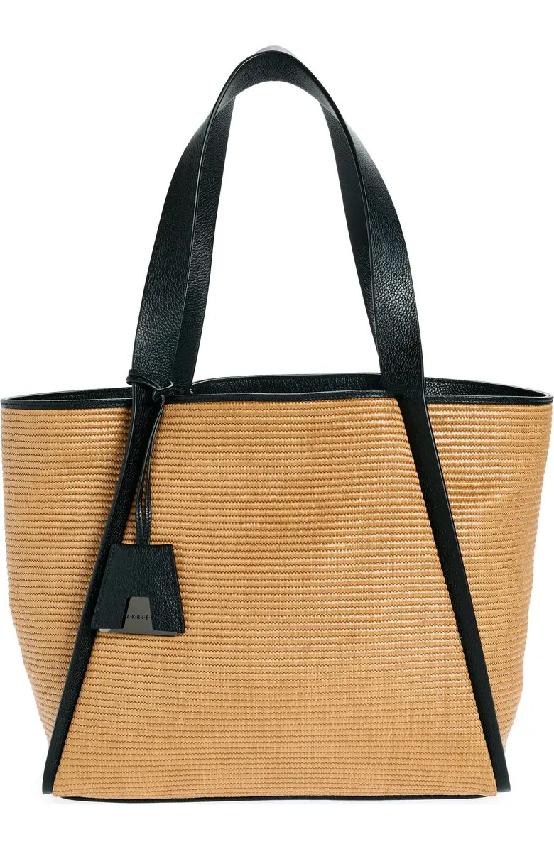 Medium Alex Raffia & Leather Bucket Tote | Nordstrom