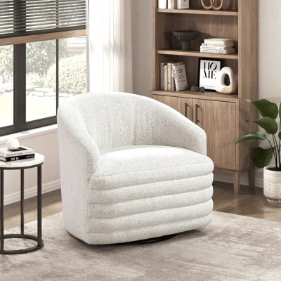 Accent Chair - Contemporary Style Swivel Function Beige Chenille Upholstered Foam Ideal For Relaxing Bedrooms Cushioned Seat Solid Wood Furniture 1Pc | Wayfair North America