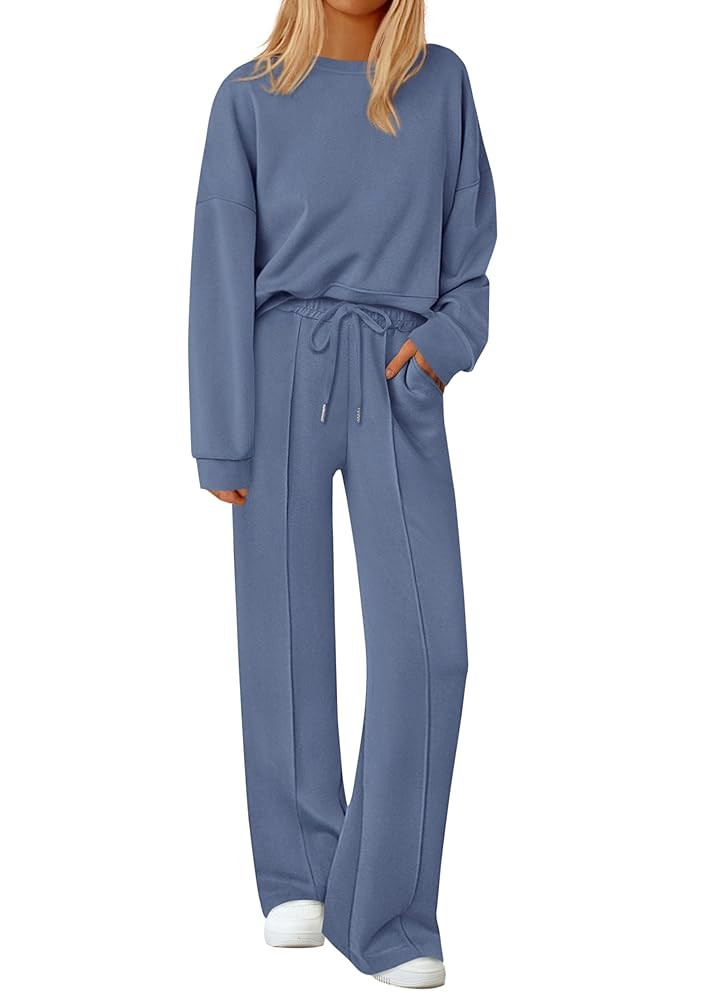 PRETTYGARDEN 2 Piece Sets For Women Fall Trendy Long Sleeve Sweatshirt Wide Leg Pants Loungewear ... | Amazon (US)