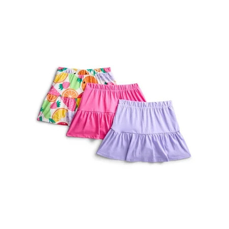 Wonder Nation Toddler Girls Ruffle Scooter Skirt, 3-Pack, Sizes 18M-5T | Walmart (US)
