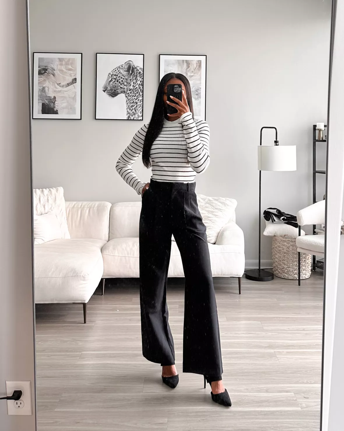 Super High Waisted Flare Trouser … curated on LTK  Flare dress pants,  Black pants outfit, High waisted dress pants outfits