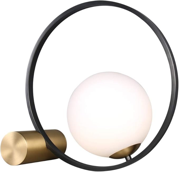 Modo Lighting Modern Glass Globe Table Desk Lamp Round Nightstand Lamp with Metal Base Brass Fini... | Amazon (US)